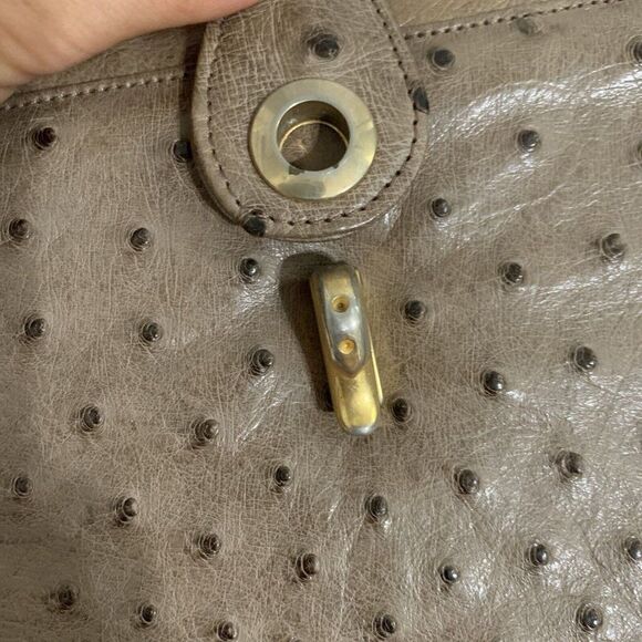 cape cobra vintage beige brown genuine ostrich leather crossbody bag - Picture 7 of 8